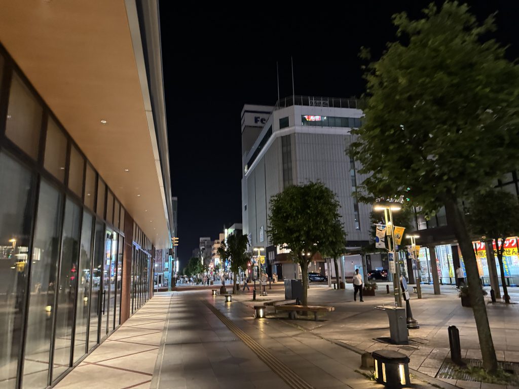 旭川駅前（夜）